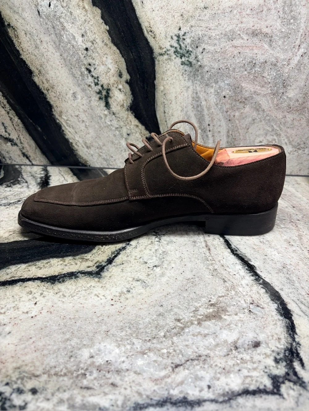 Barrett Dark Brown Suede Apron-Toe Derby Shoes – Made in Italy – Men’s US 10.5